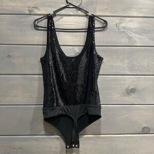 Express Body Contour Sequin Bodysuit